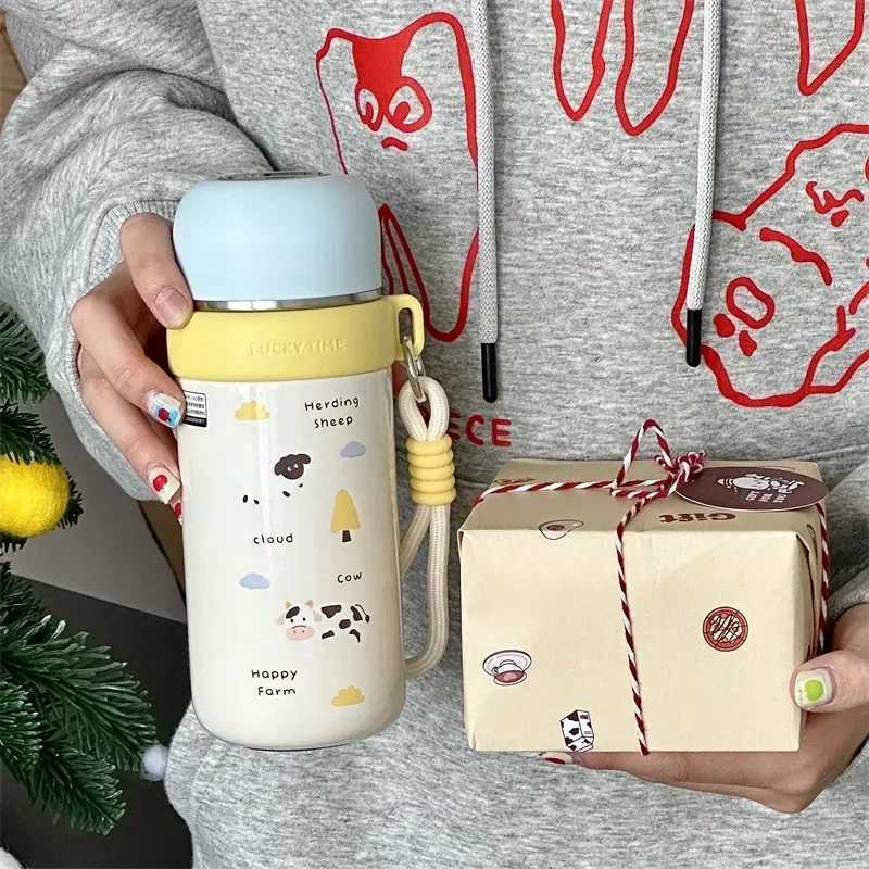 New color cartoon hot-dip galvanized stainless steel water bottle suitable for children aged 6 to 12 high-quality and cute school use Y241211