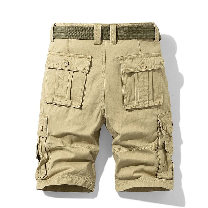 Summer Multi Pocket Cargo Fashion Pure Cotton Military Outdoor Leisure Bermuda Beach Shorts Mens 241211