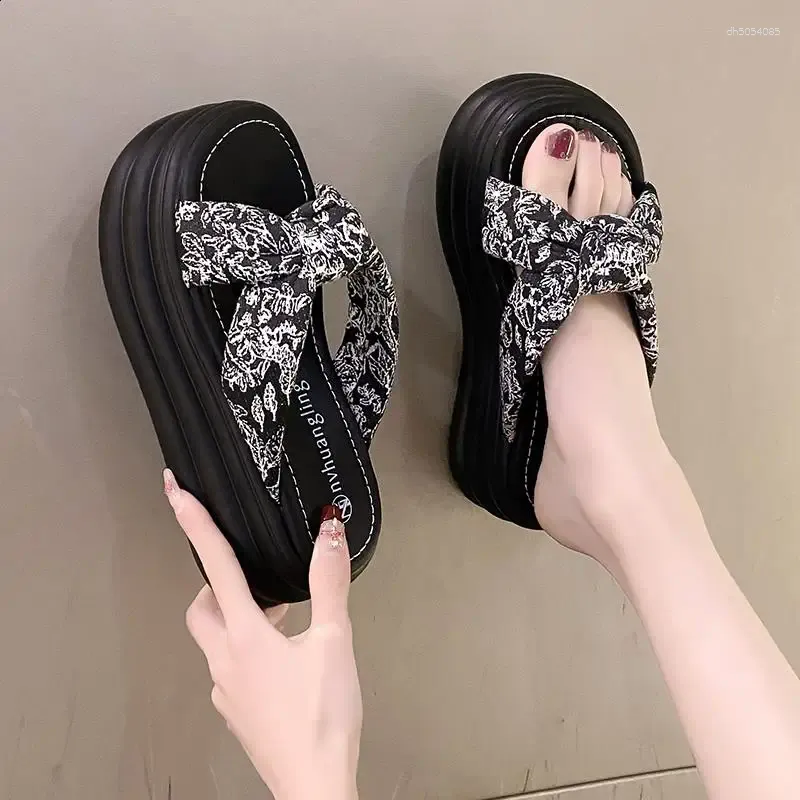 Slippers Women Summer Slides Shoes Heeled Mules Shale Female Beach Pantofle Platform Designer Flat High Sabot 2024 PU Fas