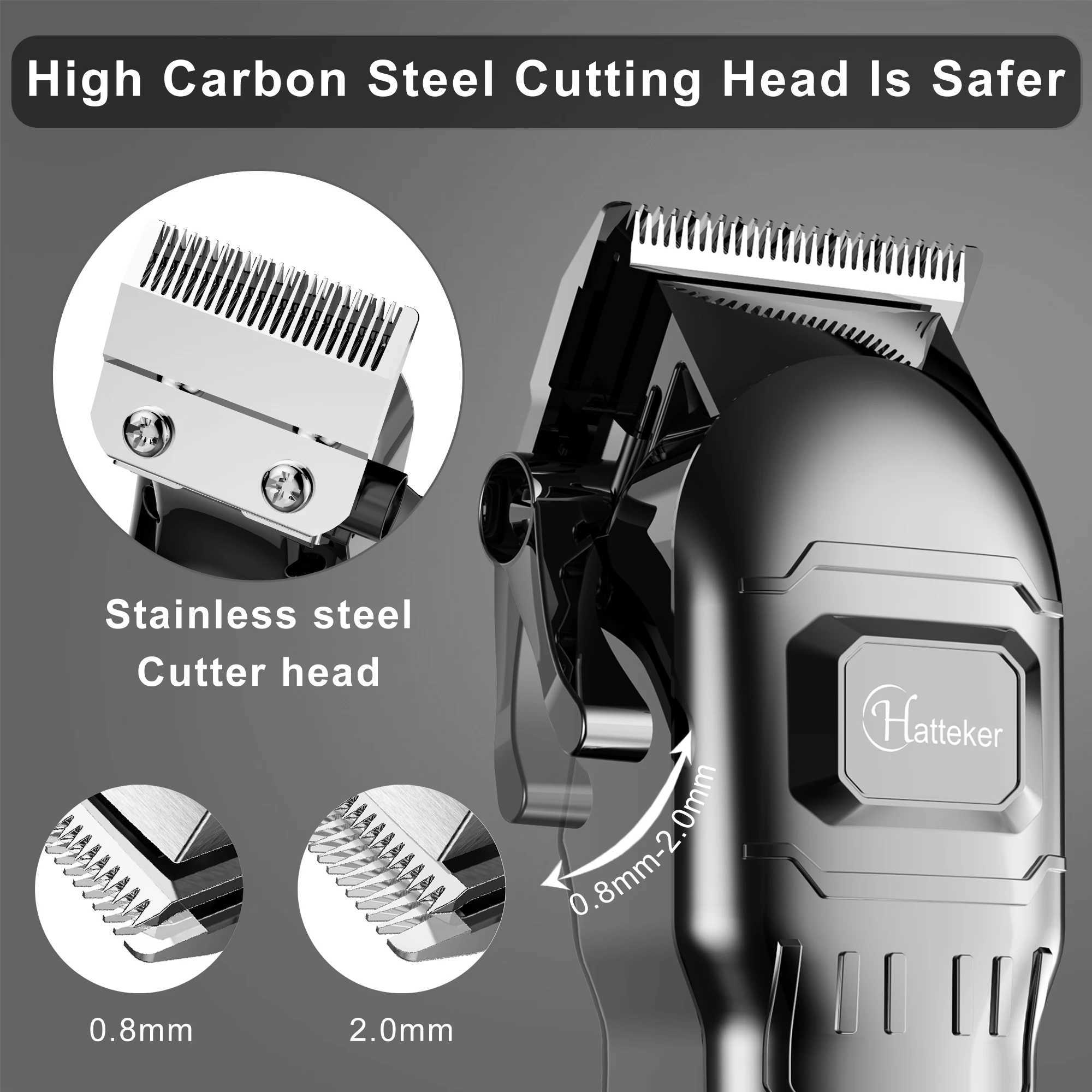 HATTEKER Electric Hair Clipper Professional Mens Hair Clipper Baber USB Cordless Hair Clipper W241212