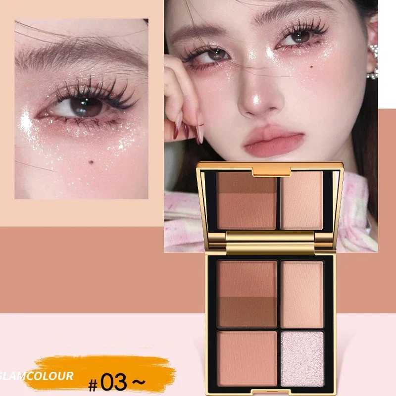 5-Color Eyeshadow Palette Glitter Earth Color Contouring Bronzer Pigment Shiny Matte Caramel Brown Color Eyes Makeup PaletteW241212