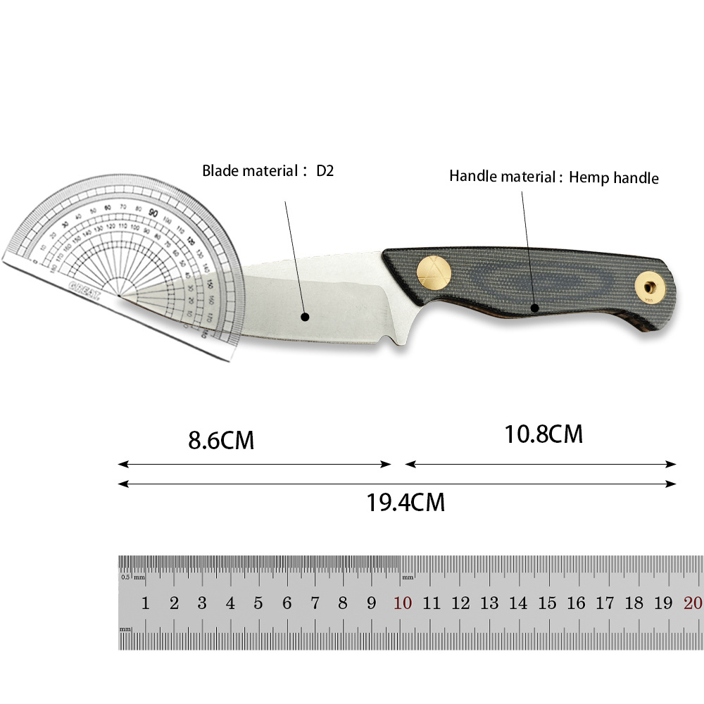 High Quality BM 203BT-01 DACIAN Jungle Tactics Fixed Blade Brown Canvas Micarta D2 Steel Easy To Carry Outdoor Hunting Hiking Pocket Knife with PIM Po
