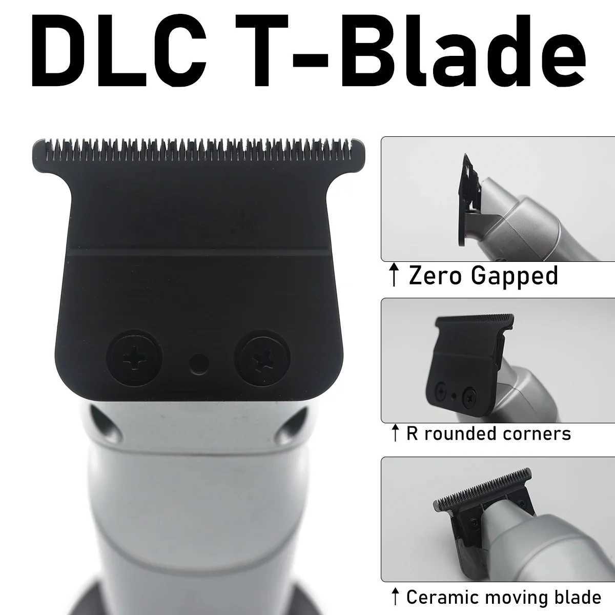 Mens hair trimmer DLC T-Blade all metal with base charger zero gap low noise professional hair trimmer W241212