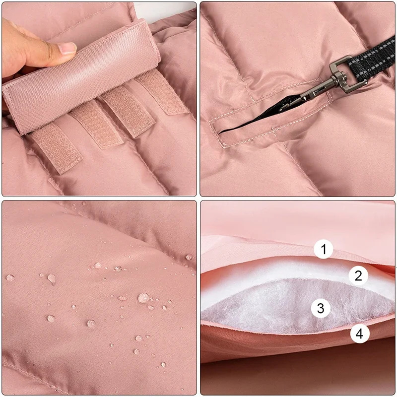 Dog Puffer Jacket Warm Winter Coat with Leash Hole Adjustable Snowsuit Waterproof Pet Apparel Reflective Clothes for Large Dogs 241212