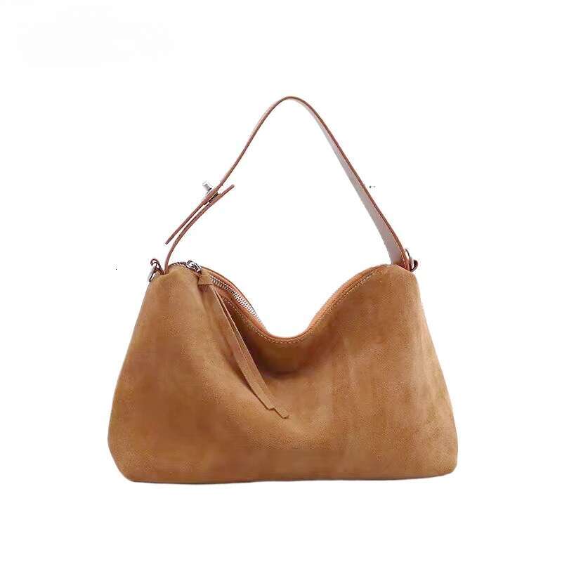 Simple Autumn Winter Colletion Grey Brown Roomy Big Boston Tote Soft Matte Suede Cow Leather Women's Handbag Shoulder Bag