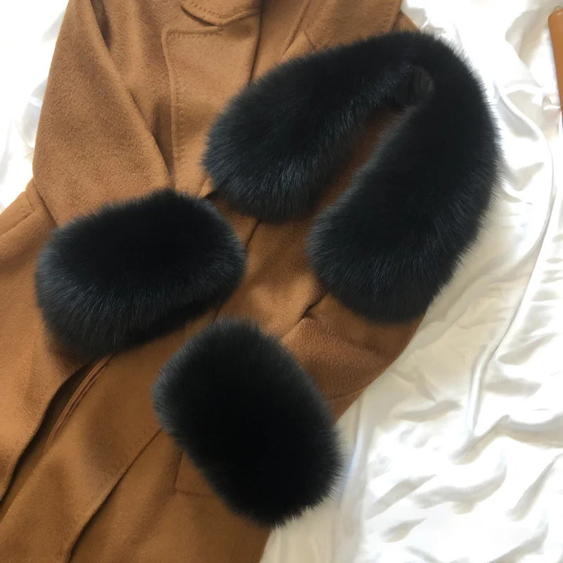 Real Fox Fur Cuffs Women Warm Sleeve Wrist Arms Warmer Whole Leather Cuffs For Women Coat Natural Fox Fur Cuffs Thick Arm Sleeve 241212