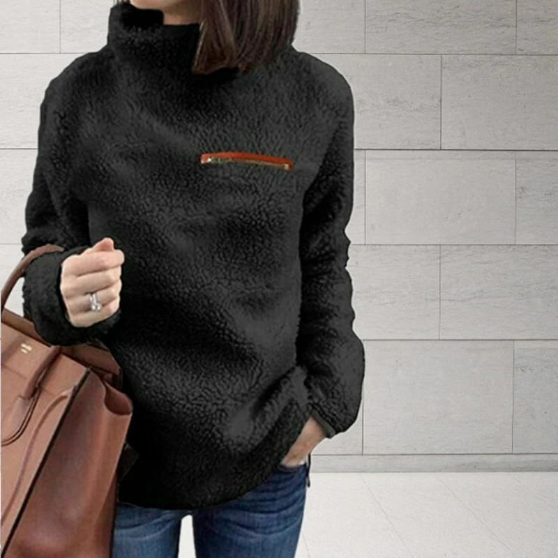 Winter super soft and comfortable solid color turtle neck zipper womens sweater fashionable zipper sexy top womens fashionable clothing 241212