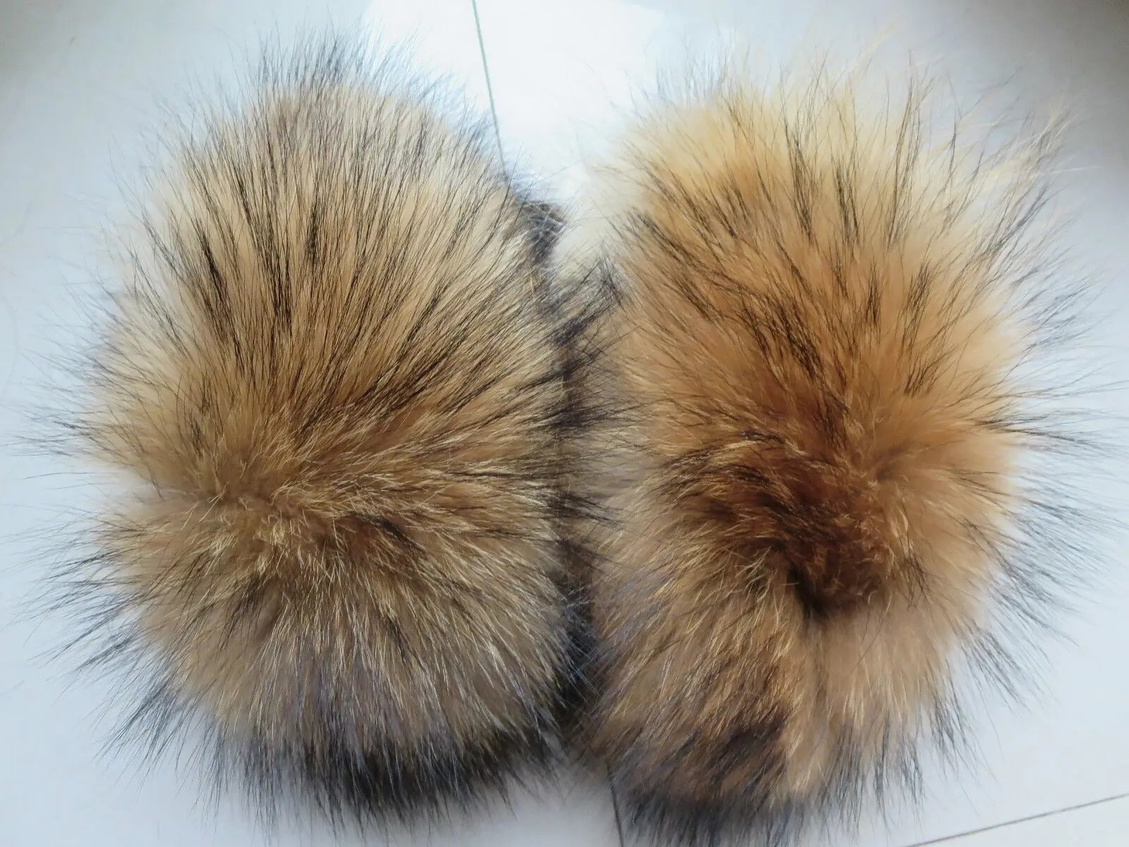 Womens real raccoon fur sleeves and cuffs warm in winter natural brown handmade 241212