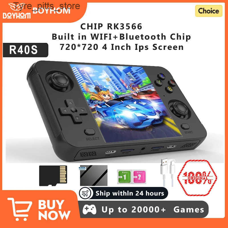Portable Game Players BOYHOM R40S Retro Handheld Game Console Linux System 720*720 4 Inch I Screen built in WIFI RK3566 Portable Pocket Video Player L