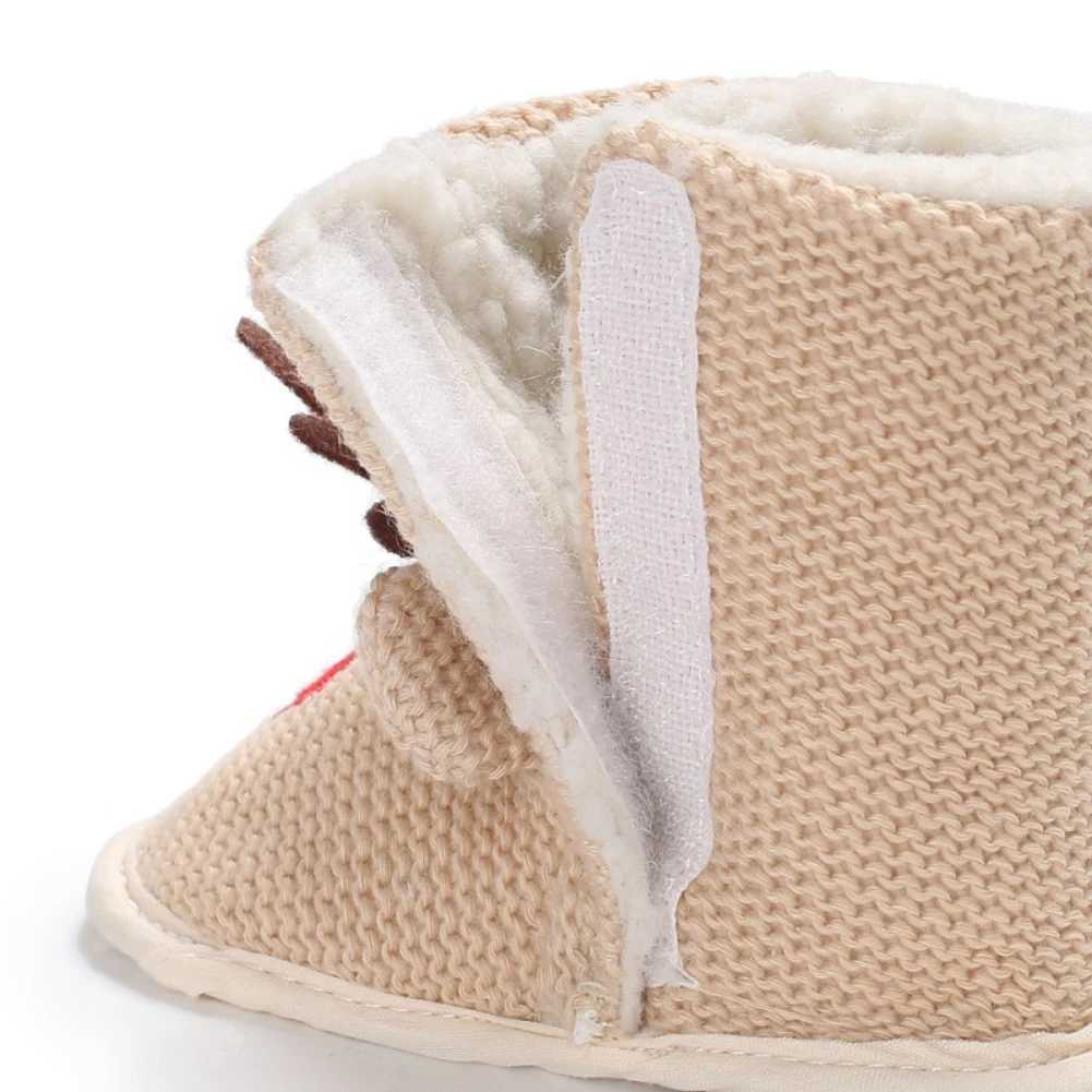Boots Baby Knitted Snow Boy Girl Christmas Shoes Cute Reindeer Plush Lined Walking H241212