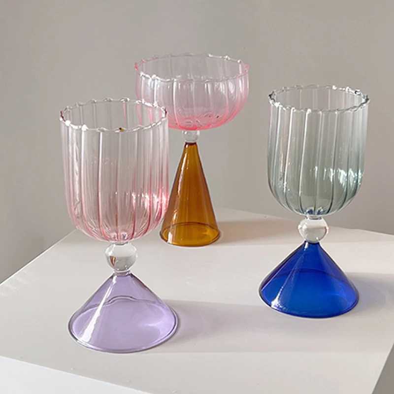 Gradient Cup Creative Two Tone Irragar Water Sensing Wine Cup Mojito Champagne Margarita Cocktail Premium Ripple Cup Y241211