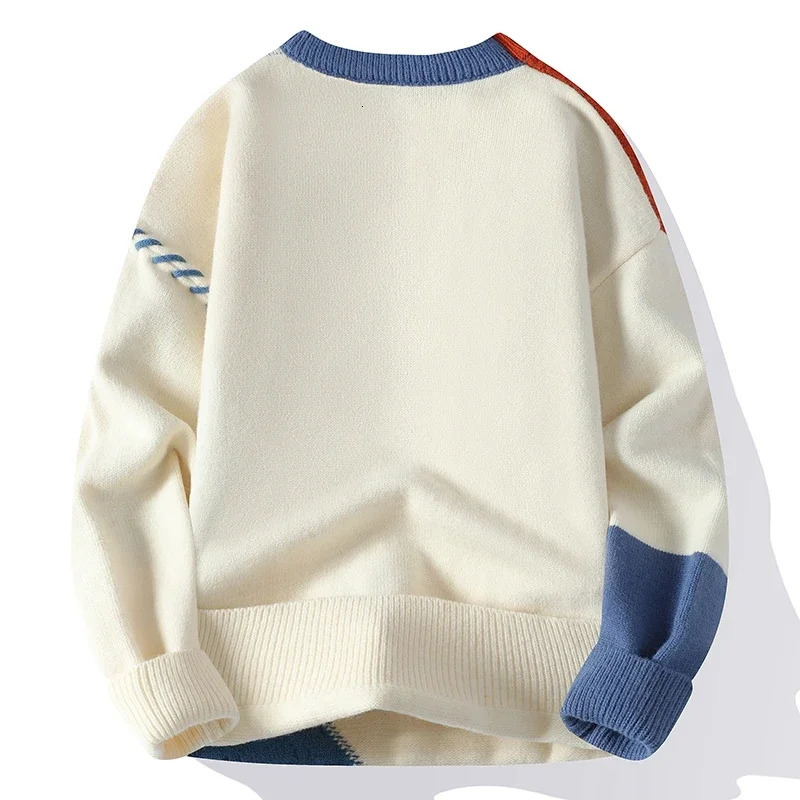 Mens Streetwear Ripped Hole Fashion Sweater Korean High End y Winter Hip Hop Sweaters Men Soft Warm Autumn Pullover 241209