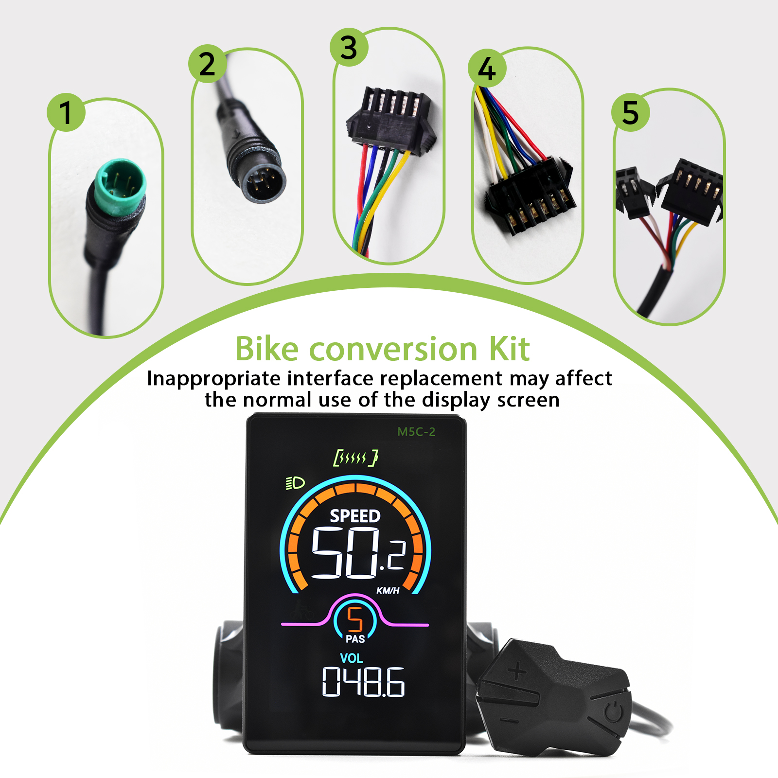 Electric Bikes and Scooters M5C-2 Display Cycling Computer with Real-Time Data Tracking