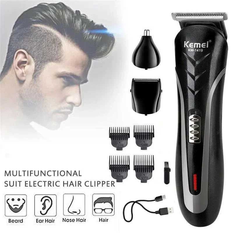 Kemei KM-1419 Rechargeable Electric Hair Clipper MenS Household Shaver Hair Trimmer and Nose Trimmer 3 in 1 Hair Clippers Men W241212