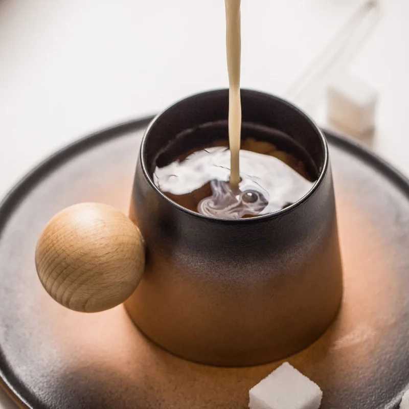 Lightweight luxury ceramic coffee cup and sauce set beautiful appearance creative dehydration cup Y241211