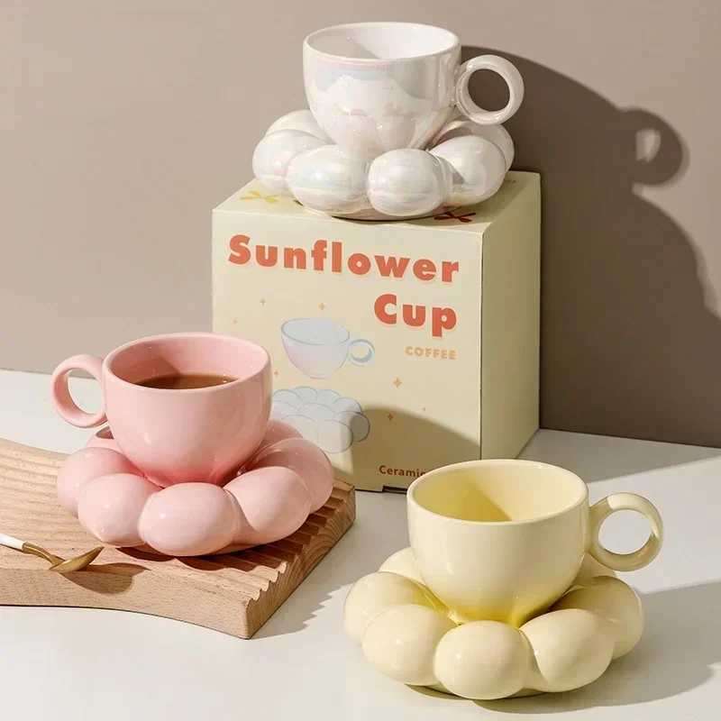 6 oz Suower coffee g aesthetic ceramic cloud cup decoration sauce afternoon tea water cup decoration He g beverage Y241211