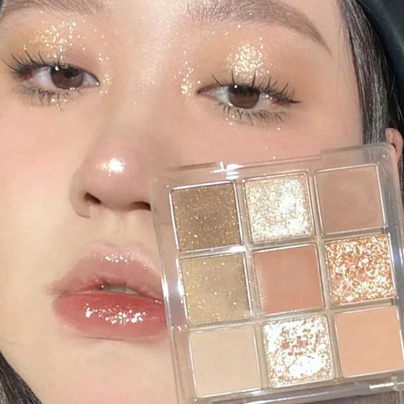 New nine color eye shadow palette orange brown matte shiny eye shadow durable eye shadowW241212