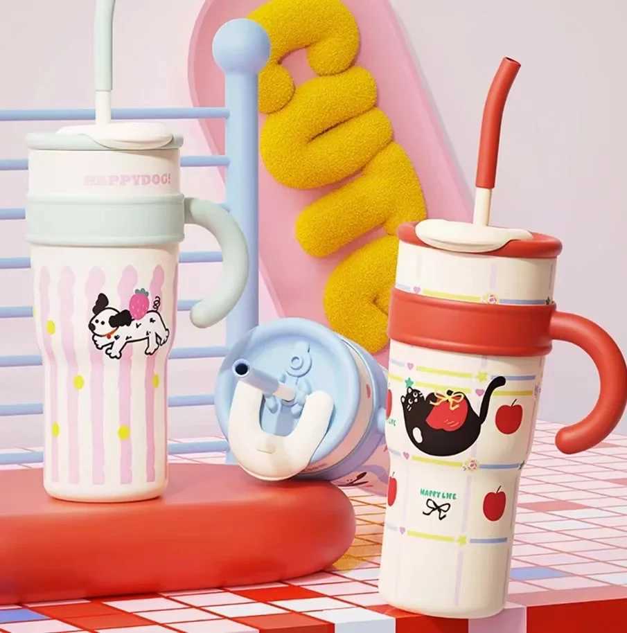 T Bear Cup Large Capacity Straw G Warm New 2024 Cold Cup High Aesthetic Value Motorcycle Bottle Holder Y241211