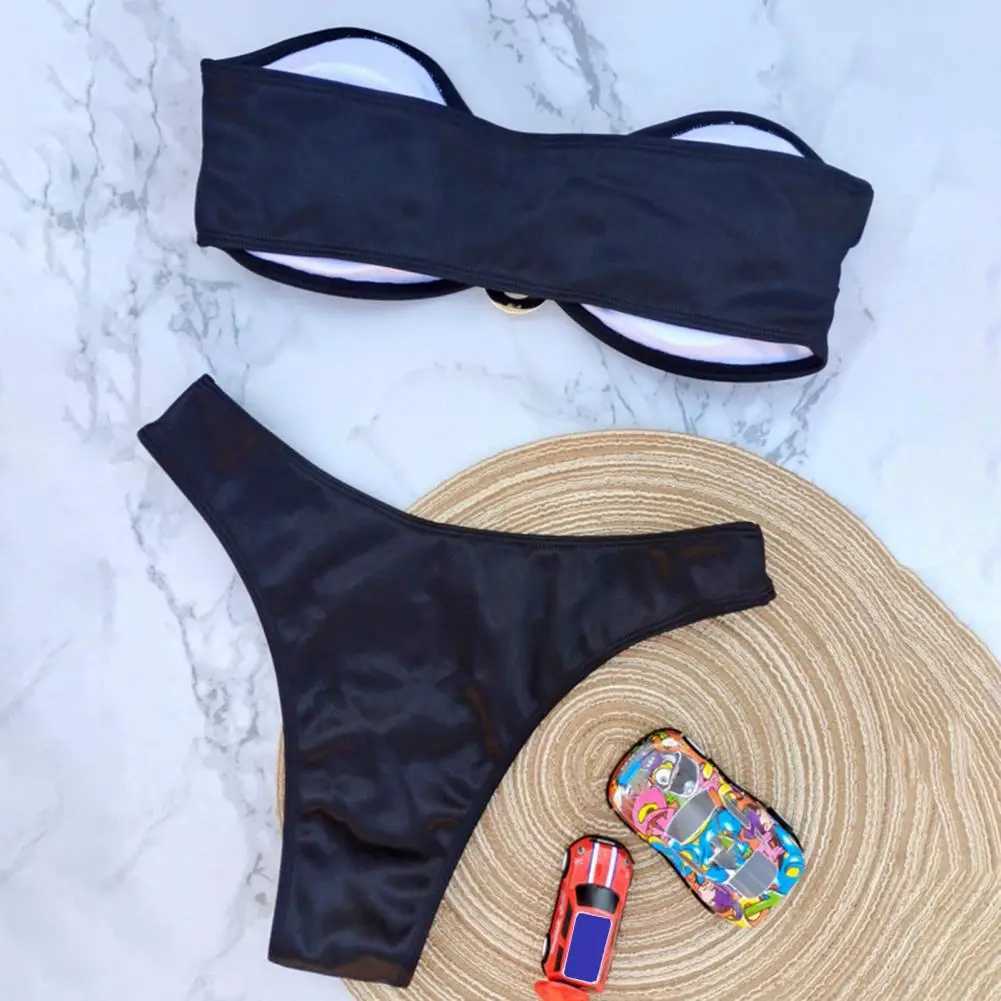 Women Bikini Set Off Shoulder Satin Bikini Set with Quick Dry Padded Wir Swimsuit for Women Hot Spring Bathing Suit LadyXJ241212