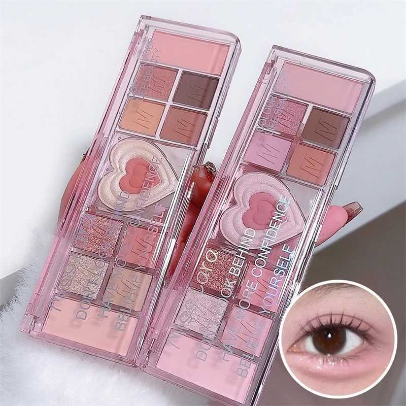 12Colors Love Heart Pink Eyeshadow Palette Natural Cool Tone Low Saturation Matte Eyeshadow Pallet Brown Korean Makeup CosmeticW241212