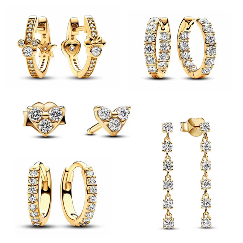 Classic Luxury 18K Gold Filled Hoop Earrings s925 Sterling Silver Diamond CZ Women Birthday Christmas Wedding Gift Jewelry E027