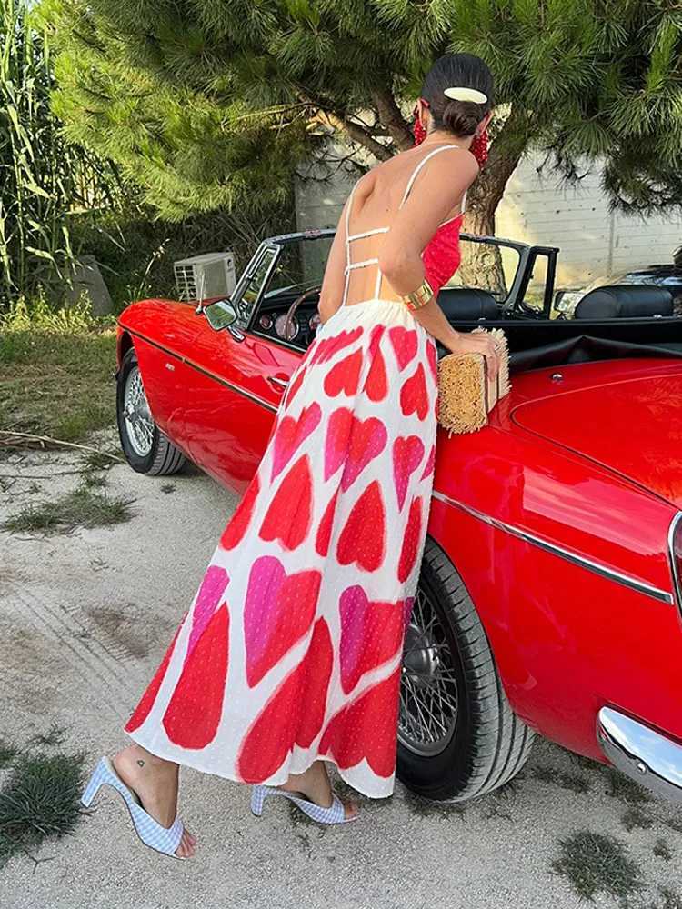 Urban Sexy Dresses Elegant Love Printed Hollow Out Sling Dress Women Sexy V Neck Slveless Backless Lady Dresses 2025 Summer Lady Party Beach Robe Y241