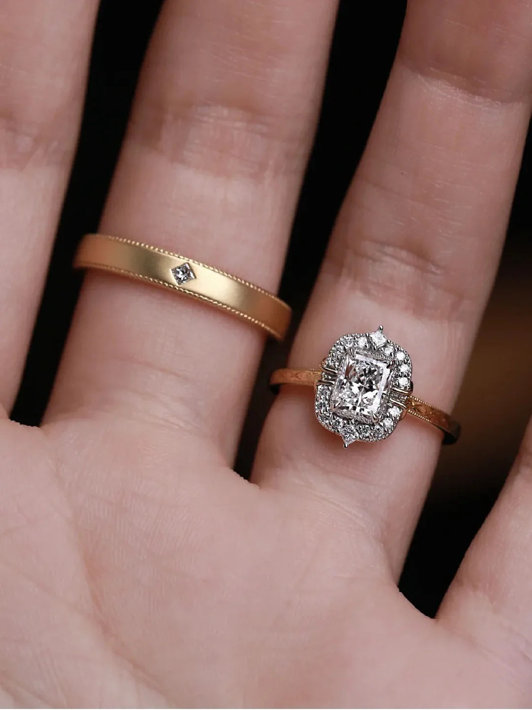 Handmade Elegant Diamond Set S925 Pure Silver Womens Couple Ring Carving Wedding and Engagement Gifts 241210