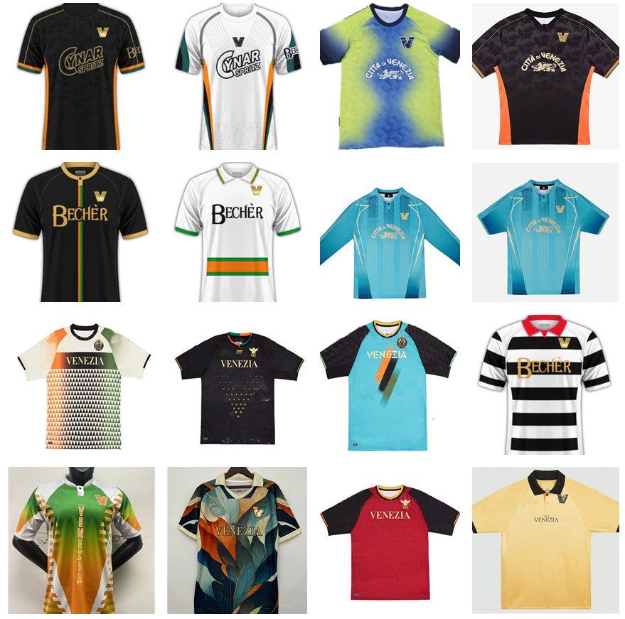 23 24 25 Venezia FC Soccer Jerseys 2024 2025 home Black Away White Third Blue 4th Red 10# ARAMU 11# FORTE Venice 2023 2024 BUSIO 27# Football Shirts Adukt Kids Kit Uniforms