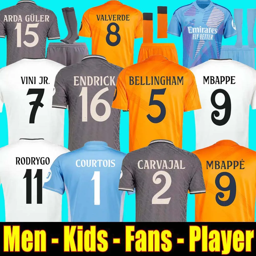 24 25 Mbappe madrids soccer jersey football shirt 2024 2025 BELLINGHAM VINI JR CAMAVINGA MODRIC RODRYGO Arda GuLer player version camiseta men kids kit uniforms