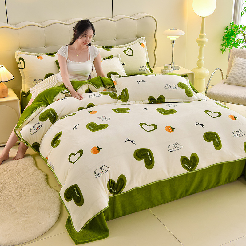 Winter Thickened Warm Milk Fleece Double-sided Coral Fleece Duvet Cover