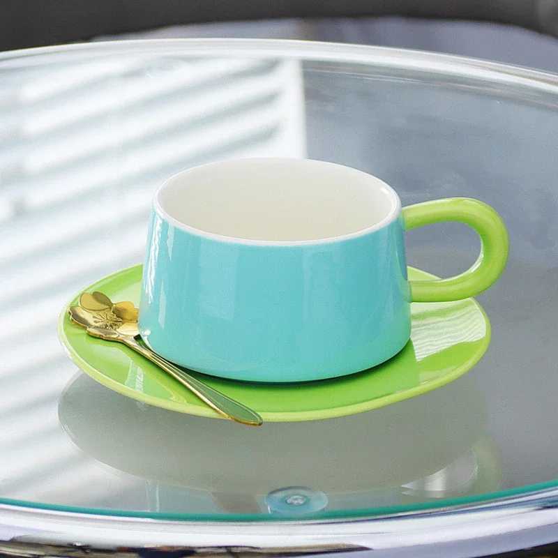 European style creative retro ceramic cup with high aesthetic value tea cup and sauce set luxury coffee g afternoon tea g Y241211