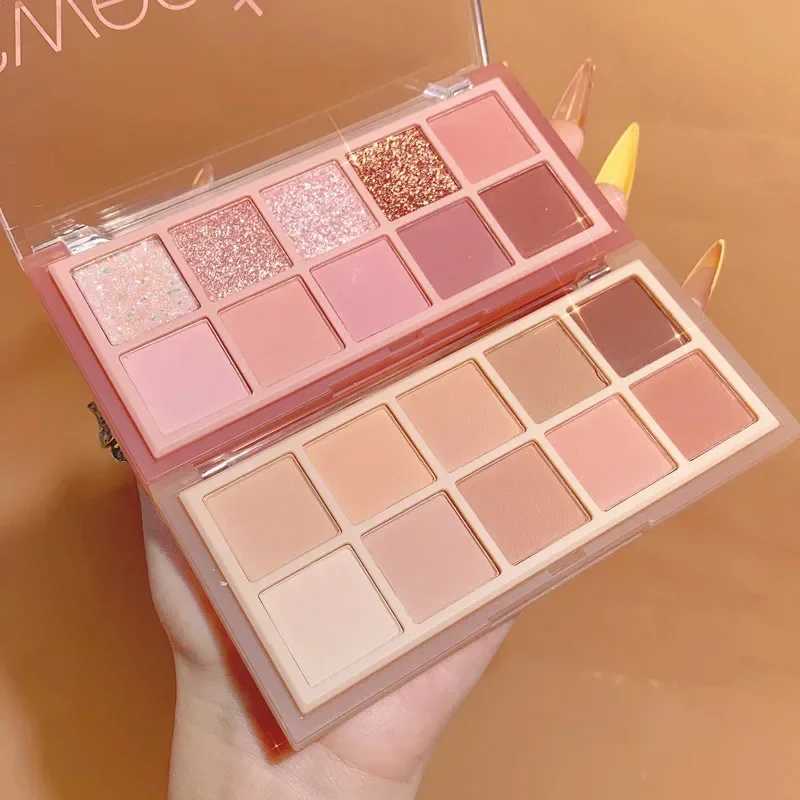 10 Colors Shimmer Matte Eyeshadow Palette Nude Glitter Shiny Pigment Eye Shadow Long Lasting Waterproof Make Up Palette CosmeticW241212
