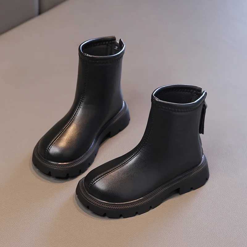 Boots Children Short for Girls Boys 2024 Autumn Winter New Fashion British Style Soft Comfortable Anti-slippery Versatile Shoes H2412123YWP