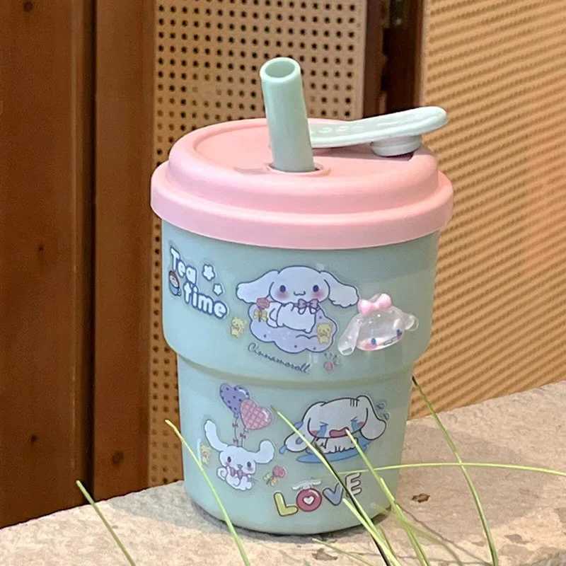 Cute 3D stickers for water cups straw plastic cups Kawaii lamps portable outdoor coffee cups girls gifts Y241211