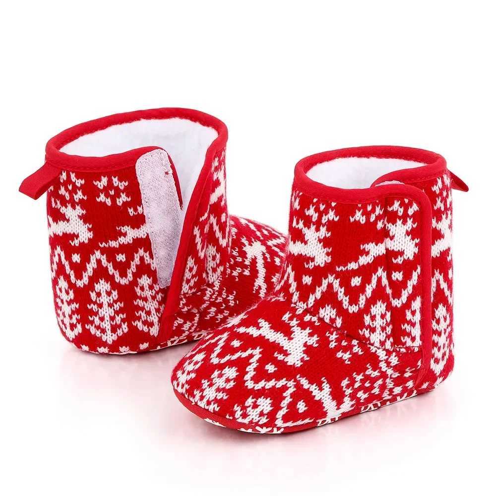 Boots Christmas Baby Shoes Anti Slip Newborn Plush Warm Winter Toddler Floor Socks Girls Boys Indoor Infant Kids NEW H241212J9FO