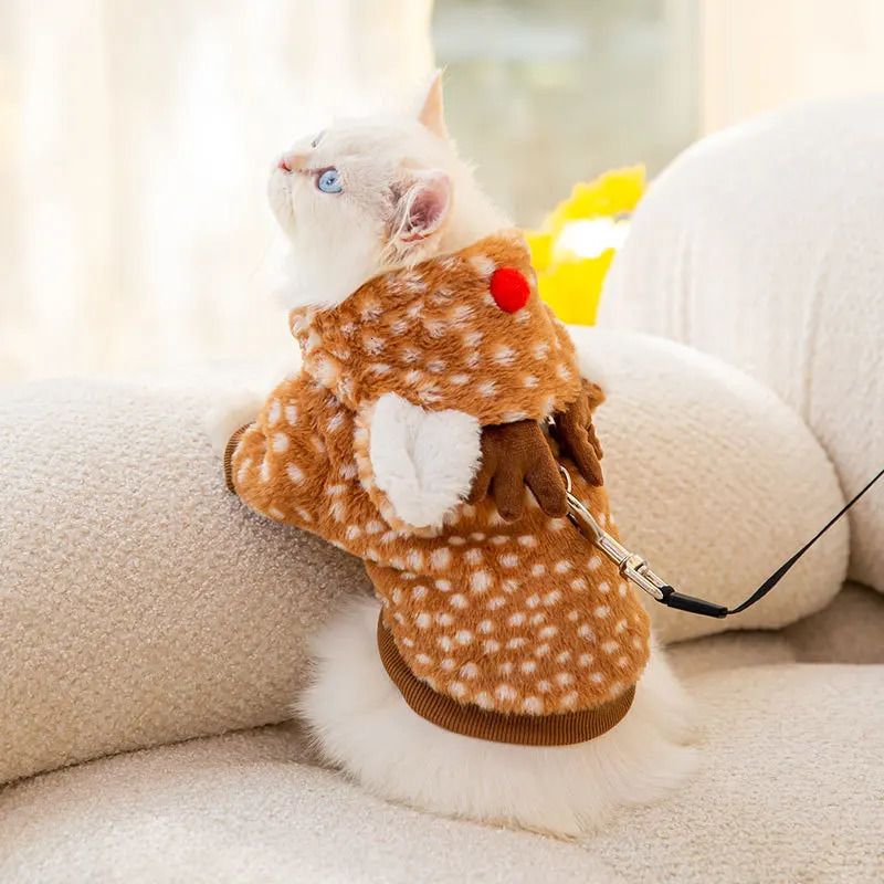 Kawaii reindeer role-playing jacket clothing Christmas clothing warm coat dog clothing cat winter thick holiday party pet items 241212