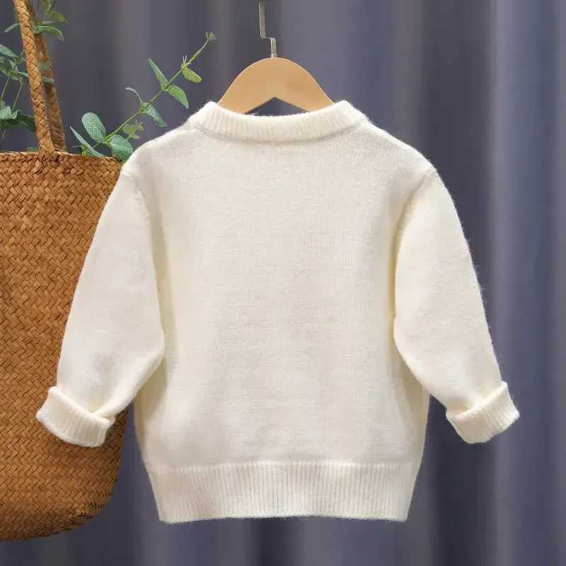 Girl Sweater 2023 Girl Sweater Knitwear Spring and Autumn New Cardigan Thickened Foreign Children Coat Handmade Children SweaterXJ241212