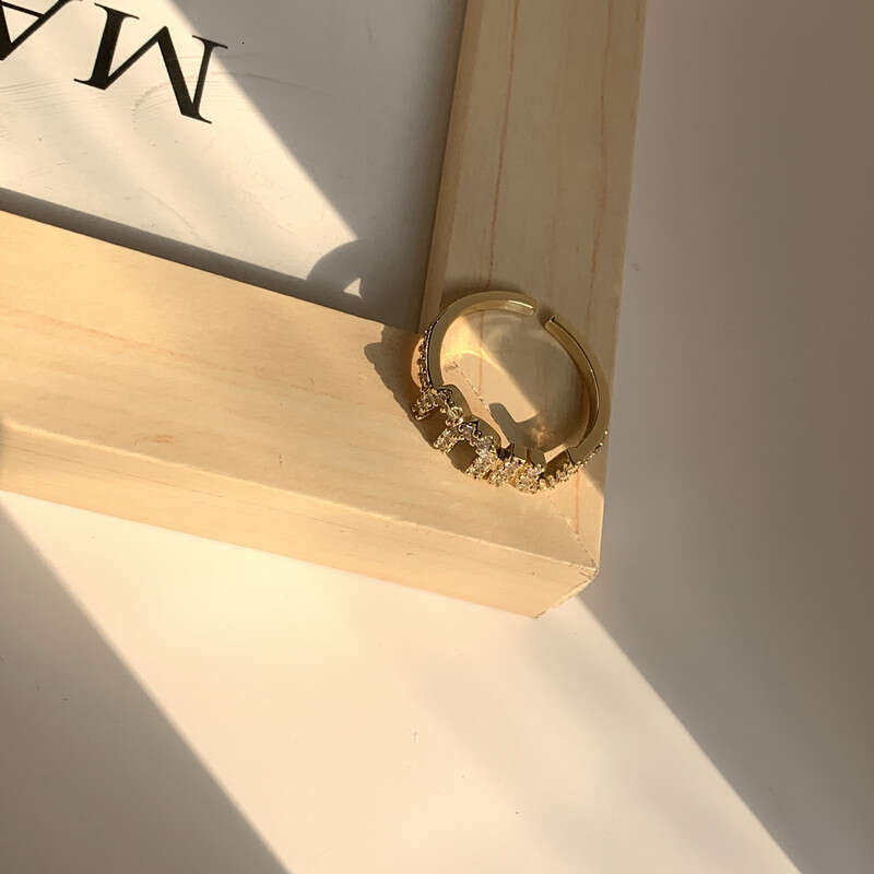Korean New Letter M Crystal Zircon Adjustable Ring for Women Gold Color Couple Rings Elegant Women's Daily Work Accessories