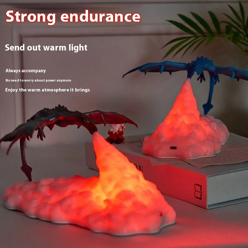 Dragon Charizard Nightlight Creative Christmas Gift Ornaments Fire Dragon 3D Printed Light Atmosphere Decoration Bedroom Desktop 241212