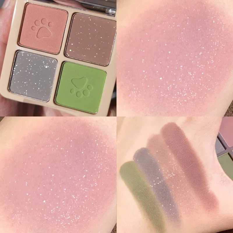 4-color eye shadow palette bright eye shadow cosmetics for women Klein blue green cute shiny matte eye shadow cosmeticsW241212