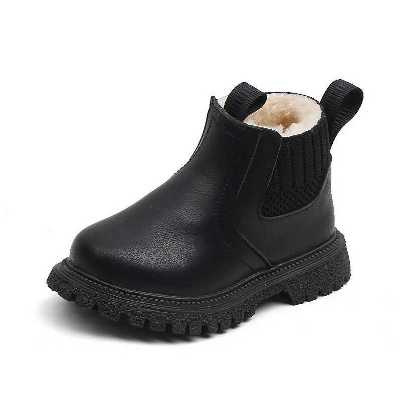 Boots Baby Winter Warm Shoes Kids Fleece Thickened Boys Girls Fashion Leather Children Anti-Skid Outdoor Plush Sneakers H2412124O8I