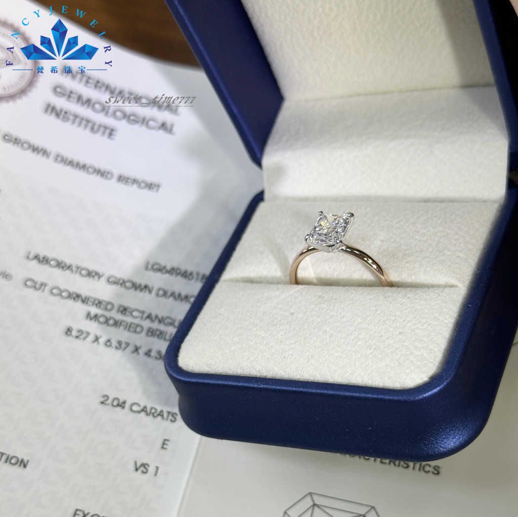 Fine jewelry 2CT Lab Diamond Ring 14K Solid Gold CVD diamond ring D E F VVS VS Lab Grown Diamond Ring IGI for Women Wedding