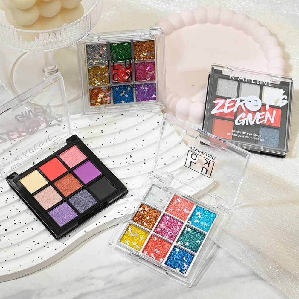 9 Colors Glitter Sequin Eyeshadow Palette Christmas Halloween Cool Goth Red Black Matte Eyeshadow Palette Korean CosmeticsW241212