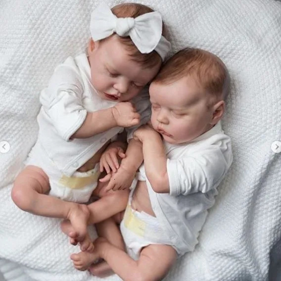48CM Full Body Silicone Reborn Baby Doll Boy Girl TWIN A TWIN B born Doll Lifelike Soft Bebe Reborn De Silicona 241212
