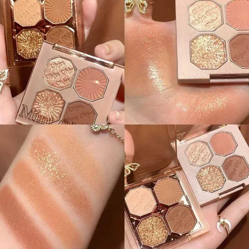 Four-color Eyeshadow Palette Daily Bright And Shiny Matte Earth Tones Eye Shadow Waterproof Glitter silkworm Shimmer CosmeticsW241212