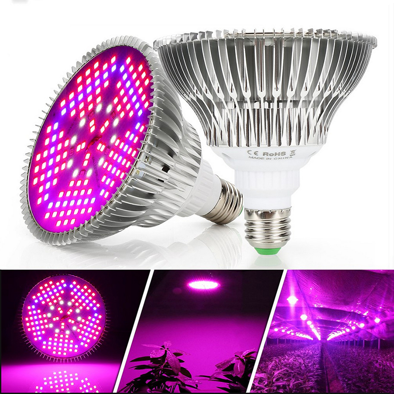 50W Led Grow Light Bulb Led Plant Bulb Full Spectrum Grow Lights Hydroponics Indoor Garden Greenhouse and Organic Soil E26 78LED