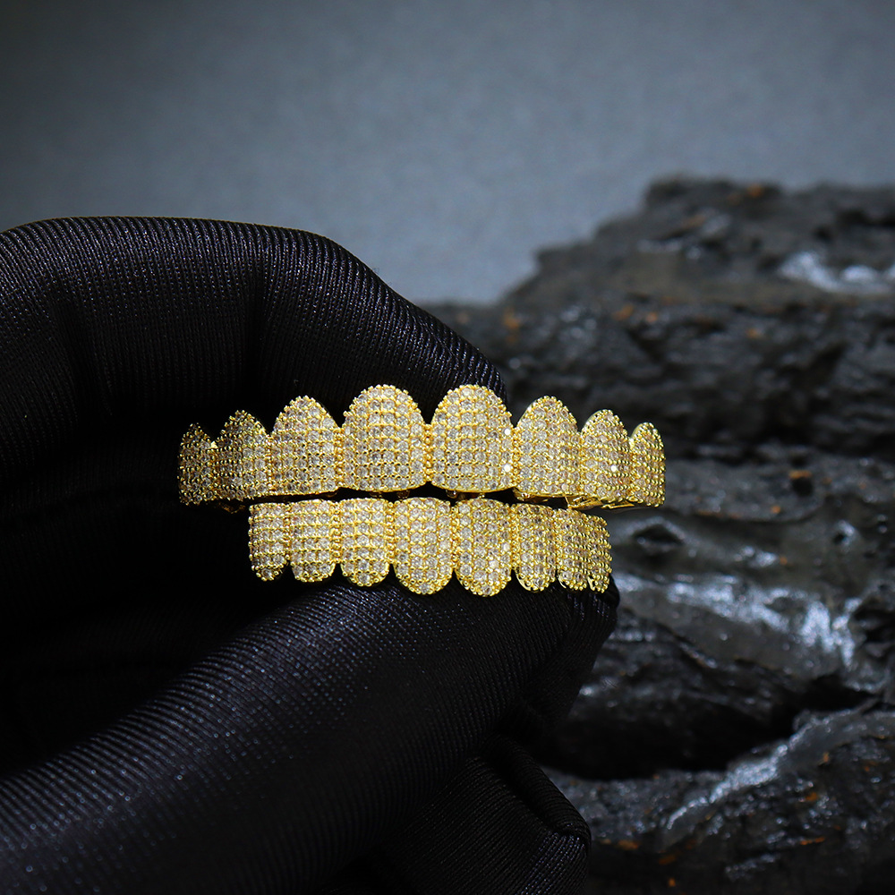 Iced Out Hip Hop Dia Teeth Rappers Top 8 Bottom Gold Plated Sterg Sliver Custom Vvs Moissanite Grillz