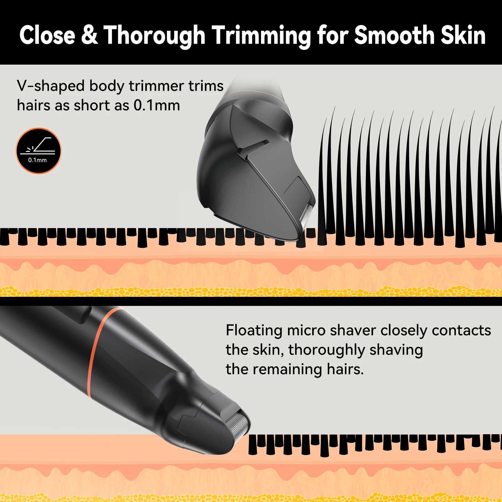 MAXGROOM 4-in-1 Mens Body Hair Trimming Kit Pubic Hair Trimmer Nose Beard Trimmer Electric IPX6 Waterproof Mens Beard Trimmer W241212