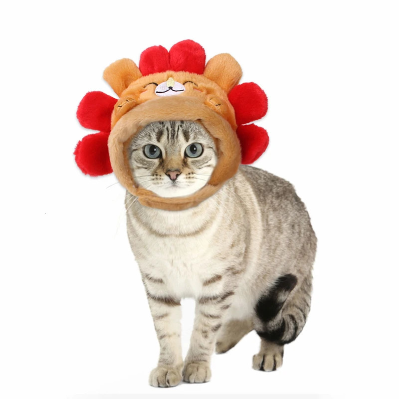 Pet Headdress Halloween Cosplay Hat Multiple Styles Cat Teddy Holiday Dress Up Sun Trick Fortune Headdress Wig Cat Headgear Hat 241212