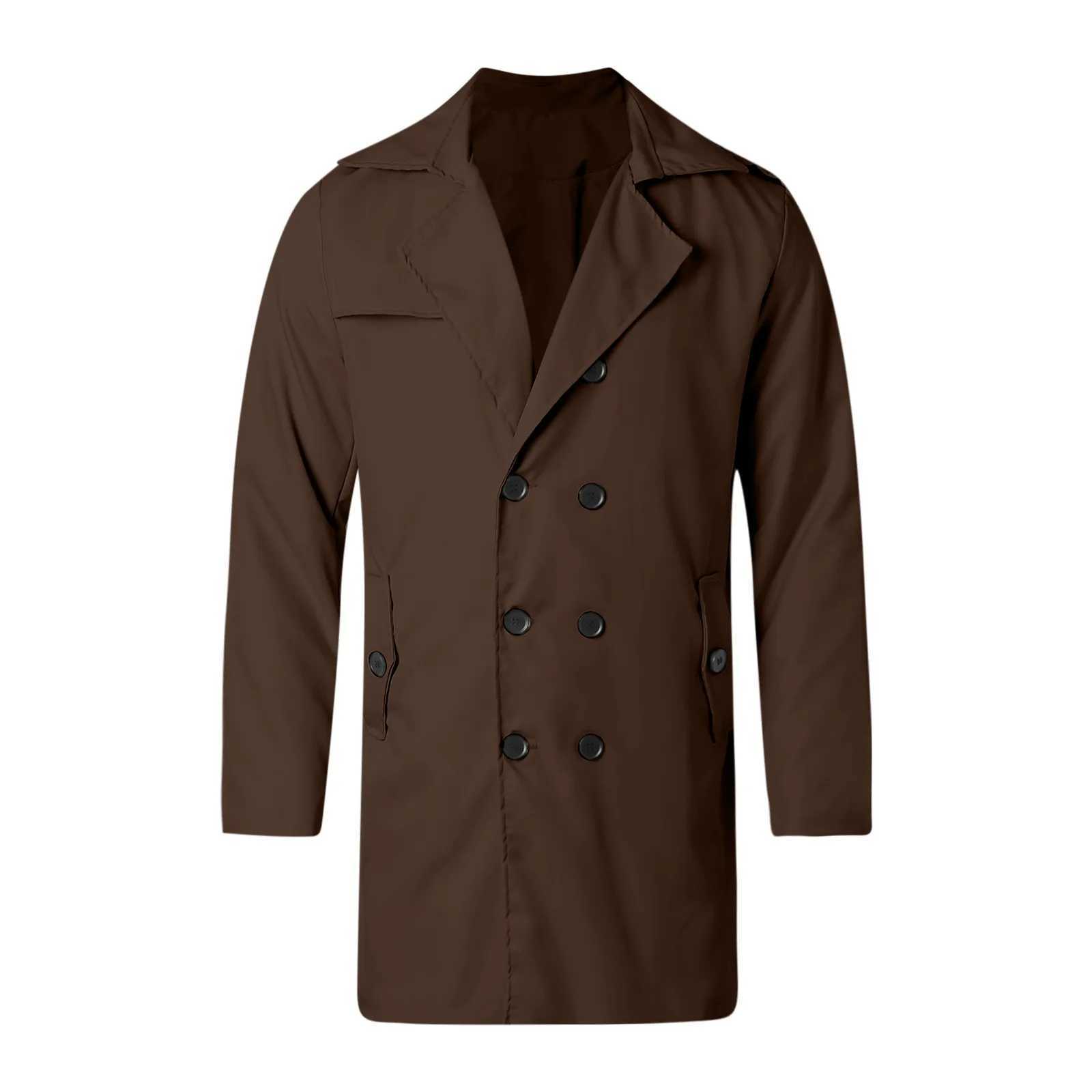 Fashionable classic mens wool jacket autumn and winter new item lapel double button windproof slotted jacket with cold mid length jacket W241211